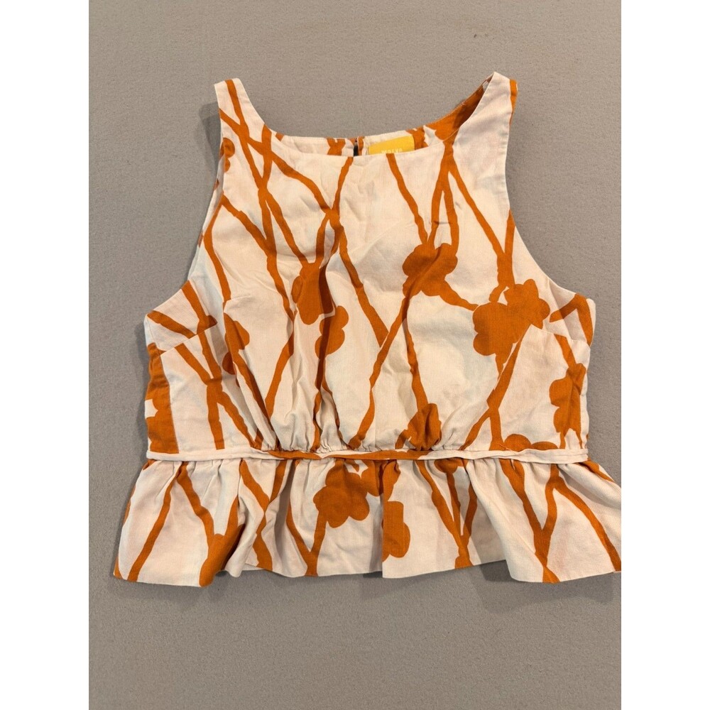 Size 6 MAVE Anthropology Orange and cream 15 Boho Open back Peasant top